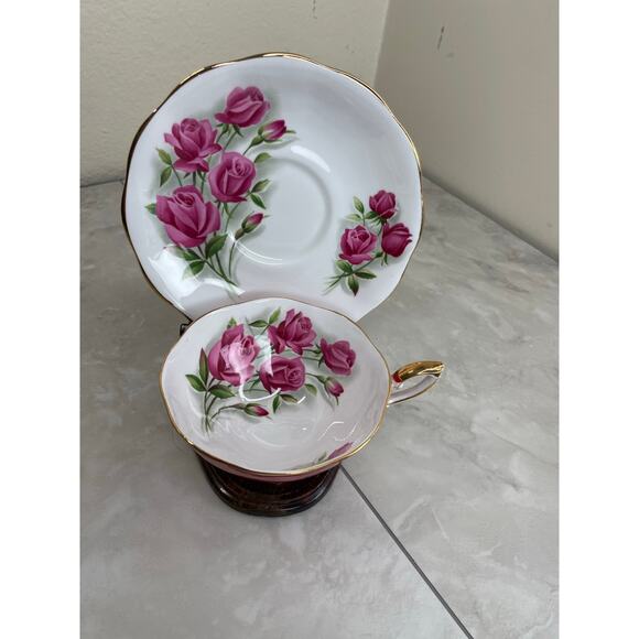 Royal Standard Fashion Tea cup and Saucer Red Pink Floral - Picture 14 of 16